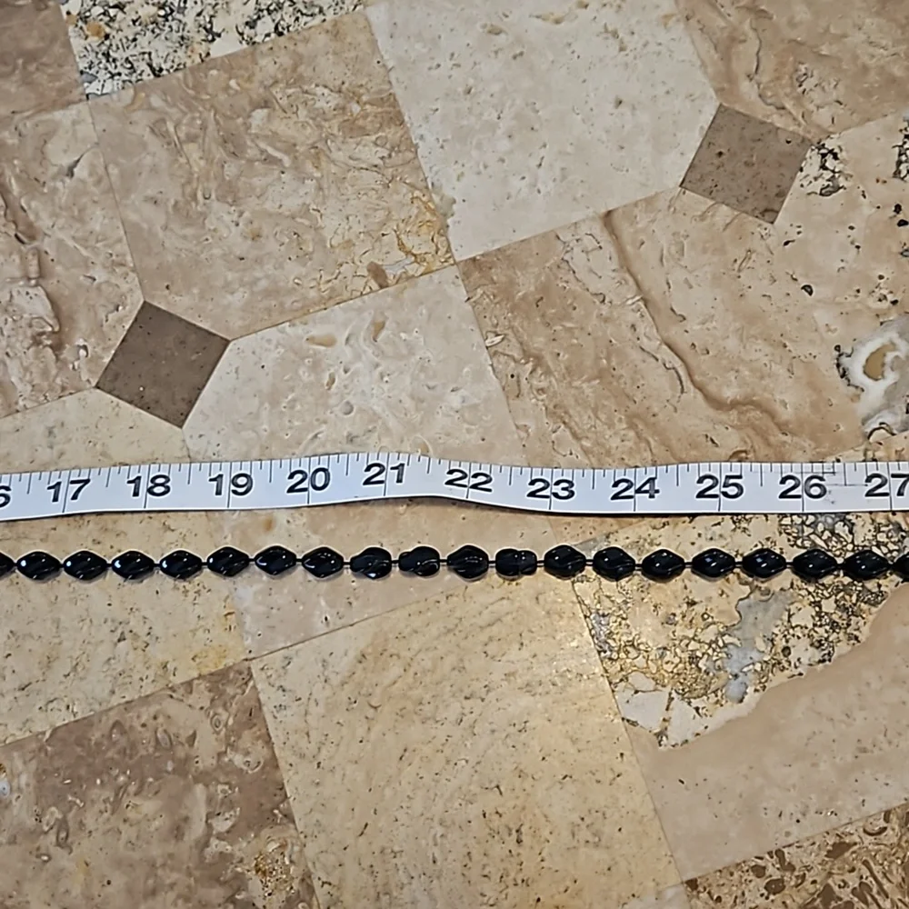 Sarah Cov Coventry Long Necklace Holiday Beads Black Plastic Beaded Vintage - Picture 8 of 9